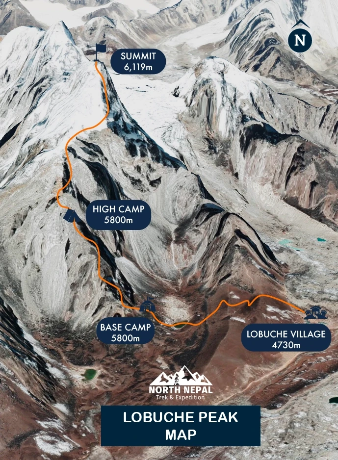 Lobuche Peak Trek Map